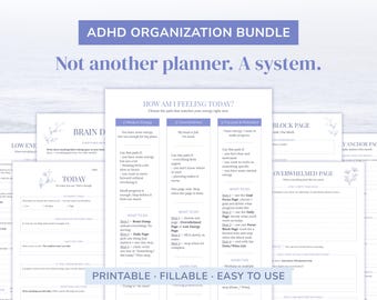 ADHD Organization Bundle | Printable & Fillable PDF Planner Worksheets for Overwhelmed ADHD Minds