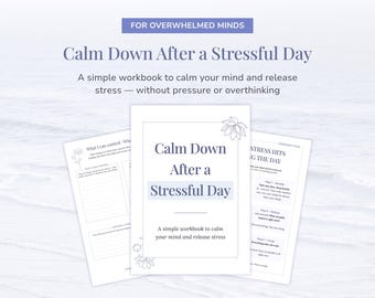 Quaderno per alleviare lo stress – Calmati dopo una giornata stressante, diario dell'ansia, PDF stampabile
