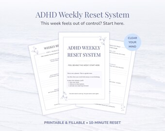 ADHD WeeklyReset System - Fühlen Sie sich hinter dieser Woche? Get Back on Track (druckbare und ausfüllbare PDF)
