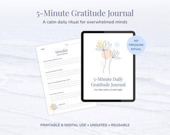 Diario de gratitud de 5 minutos (PDF) / Práctica diaria sin fecha