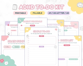 Lista delle cose da fare per persone con ADHD, stampabile e compilabile, pianificatore di attività, spazio per appunti, organizzatore giornaliero per persone con ADHD
