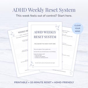 Sistema de reinicio semanal para el TDAH: ¿Sientes que te has quedado atrás esta semana? Retoma el rumbo (PDF imprimible)