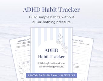 Strumento stampabile per monitorare le abitudini con ADHD, pianificatore di abitudini con ADHD, strumento PDF per la creazione di routine, strumento di monitoraggio settimanale e mensile.