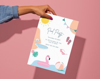 Invitation à une fête à la piscine (téléchargement numérique)