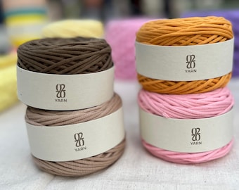 T-Shirt Yarn Cotton Cord: Chunky Tube Yarn for Crochet, Bags & Baskets, Soft Textile Yarn Ball