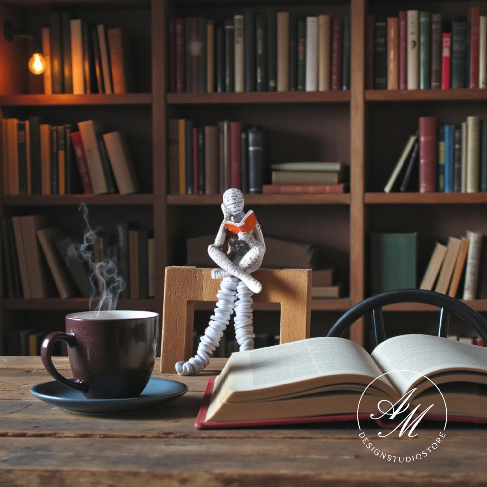 Woman Reading Figurine, Book Figure Desk Decoration, Book People Shelf ...