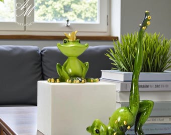 Stained Glass Yoga Frog Figurine, Whimsical Desk Art