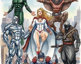 Anti-Heroes, Superheroes Coloring Book | 17 Pages Hand-Drawn Printable iPad, Procreate & Print | Instant Download PDF