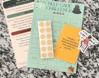 Jeu de cartes Bingo Bien-être | Bingo du bien-être | Activité d'amour-propre | Jeu en solo et en groupe | 168 Collective