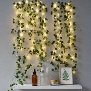Artificial Ivy Vine String Lights | LED Leaf Garland Fairy Lights | Bedroom Wall Decor | Boho Room Decor | Indoor Outdoor Hanging Lights