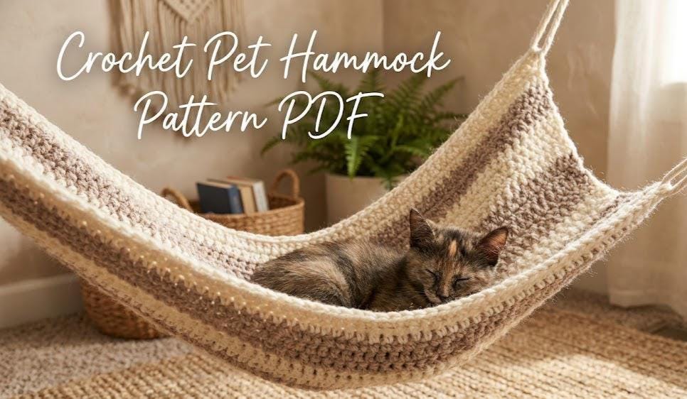 30 Crochet Hammock Patterns for Home, Pets, and Playful Storage 28 Crochet Pet Hammock Pattern PDF, Cat and Small Dog Hammock