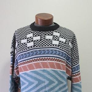 Vintage London Fog Geometric Knit Sweater 1980s