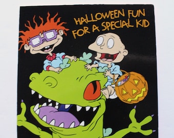 Vintage Nickelodeon Rugrats Reptar Tarjeta de felicitación de Halloween 1998
