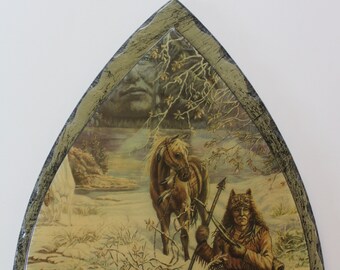 Vintage Native American Arrowhead Wooden Wall Clock Made in USA