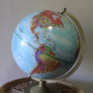 Vintage Replogle 12 Inch World Nation Series Tabletop Globe 1990s