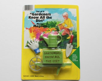 Vintage JSNY Set of 4 Gardeners Know All The Dirt Fridge Magnets 1990s