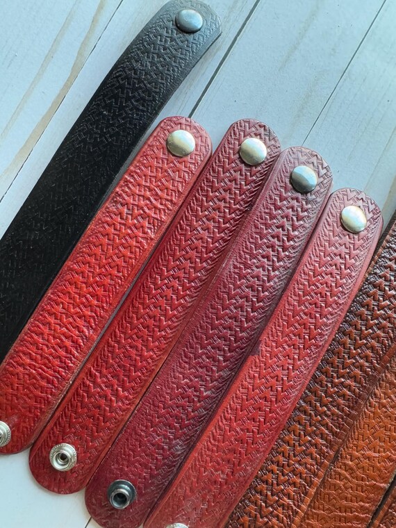 Vintage Handmade Triangle Aztec Pattern Stamped L… - image 8