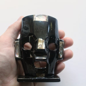 Vintage Stone Mosaic Mayan Death Mask Folk Art Sculpture 1970s