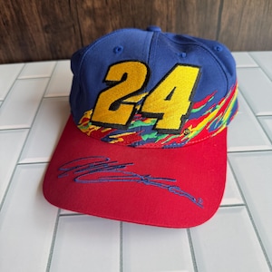 Vintage Jeff Gordon Dupont Hat Cap NASCAR Chase Authentics #24 Strap Back Adjustable Baseball Hat 1990s