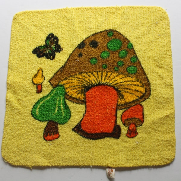 Vintage Yellow Cannon Mushroom Washcloth 1970s