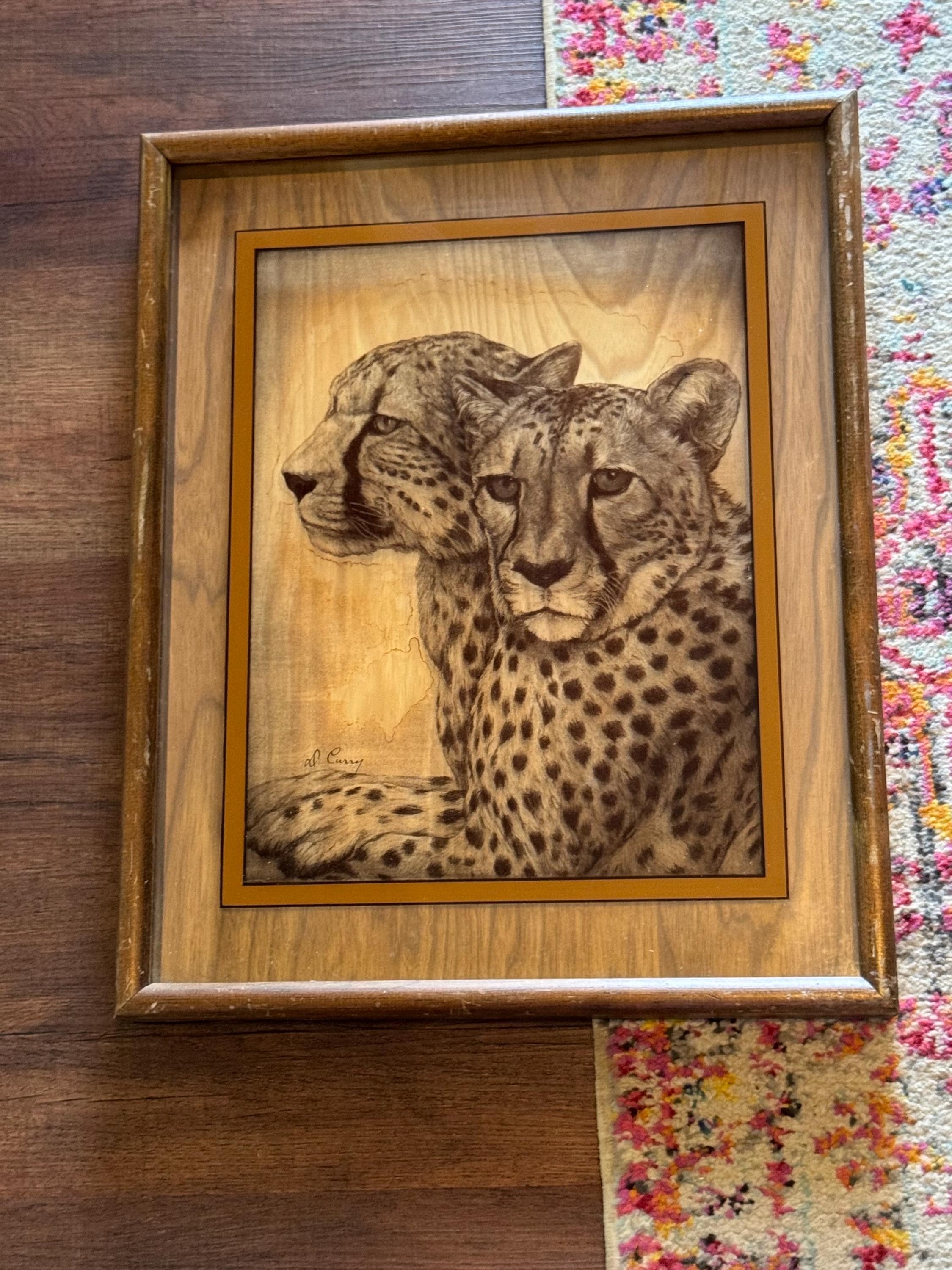 Vintage Lucid Lines Reverse Printed Cheetah Framed Wall Art by
