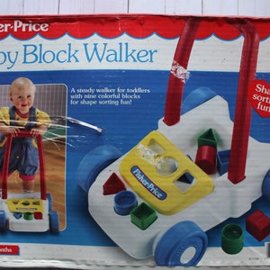 Vintage Original Fisher Price Baby Block Walker Toy 1993