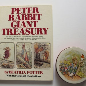 Vintage Peter Rabbit Giant Treasury Beatrix Potter Hardback Book With Huntley & Palmers Tin 1984