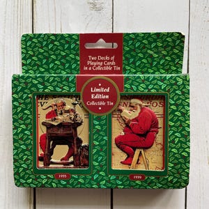 Vintage Dual Deck of Saturday Evening Post Santa Playing Cards 1998