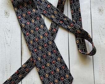 Vintage Chaps Ralph Lauren Paisley and Diamond Pattern Silk Necktie 1990s