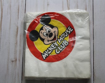 Guardanapos de papel vintage Hallmark Mickey Mouse Club dos anos 1970
