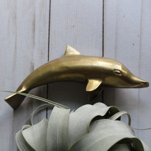Vintage Brass Dolphin Figurine Statue 1970s