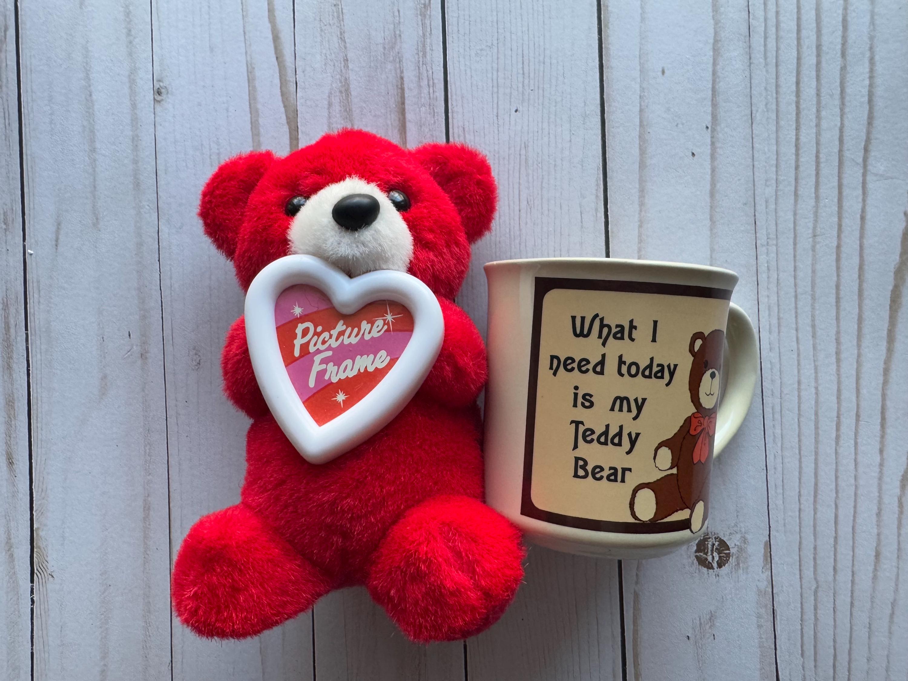 Vintage 1980s Teddy Bear Coffee Mug & Red Plush Set - Etsy