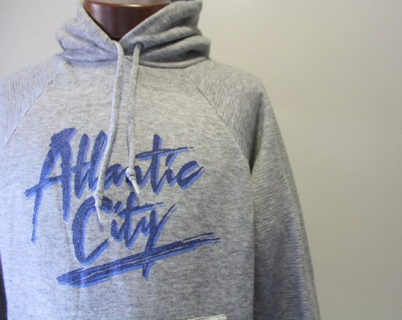 Vintage Gray Atlantic City Pullover Sweatshirt Ho… - image 2