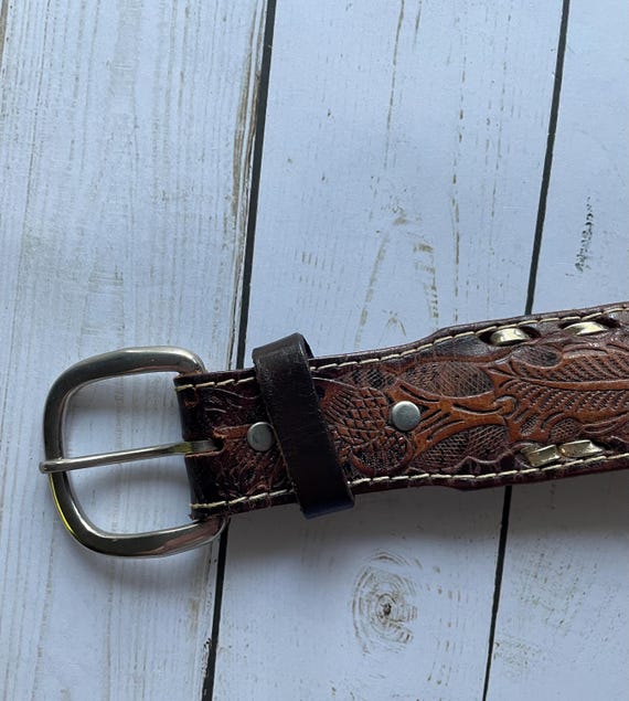 Vintage Rick Tooled Leaf And Acorn Pattern Leathe… - image 3