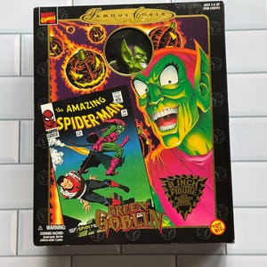 Vintage Toy Biz Green Goblin Actionfigur: Berömd omslagsserie 1997 Spider-Man-skurk bild 1