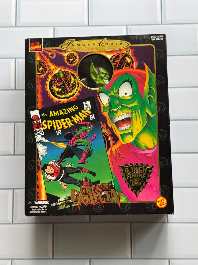 Vintage Toy Biz Green Goblin Actionfigur: Berömd omslagsserie 1997 Spider-Man-skurk bild 1