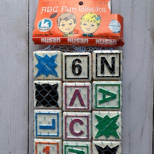 Vintage Kusan ABC Roliga Block Leksak 1970-talet