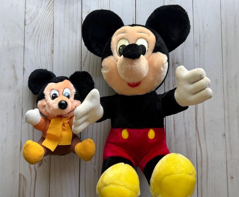 Vintage Pair of Mickey Mouse Plush Stuffed Animals 1980s image 7