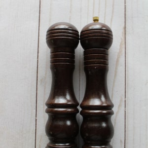 Vintage Pair Of Wooden 7 Inch Salt and Pepper Shakers From Woolworth 1970s