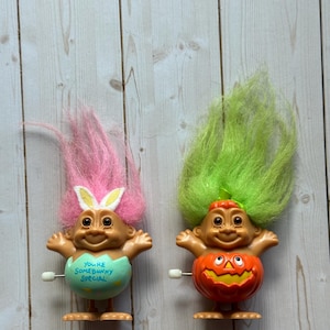 Vintage Russ Treasure Troll-speelgoed voor Pasen en Halloween, jaren 90