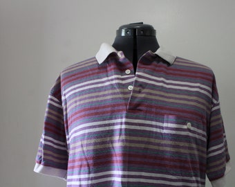 Vintage Knights Bridge For Men Striped Polo Shirt Size Large 1980s