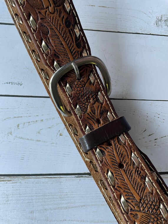 Vintage Rick Tooled Leaf And Acorn Pattern Leathe… - image 6