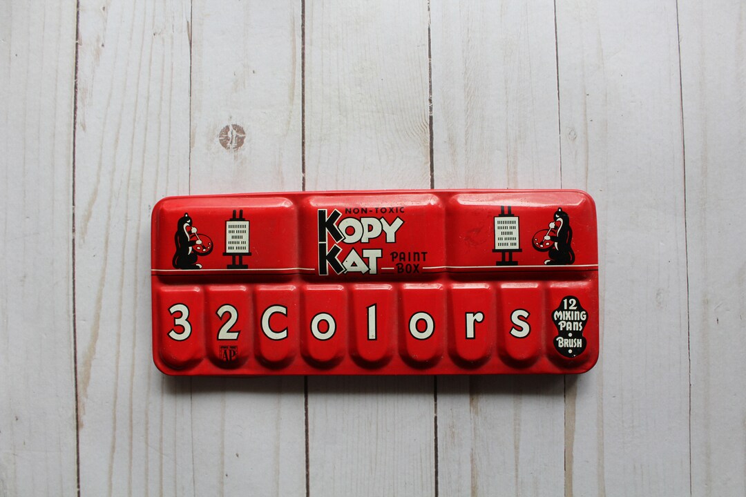 Vintage Kopy Kat Set of 32 Paint Box Metal Tin 1930s Etsy