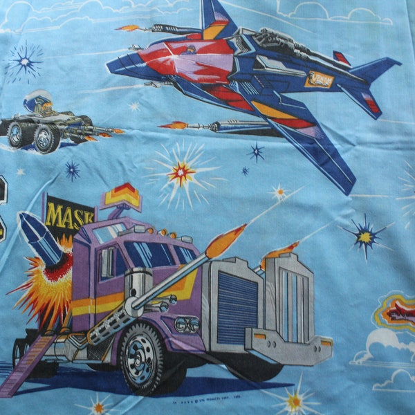 Vintage Rare M.A.S.K. Twin Size Flat and Fitted Sheet Set 1985