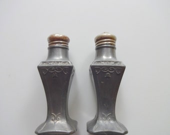 Vintage Pewter Salt and Pepper Shakers 1950s