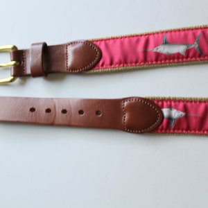 Vintage Leather Man Limited Swordfish Nylon and Leather Belt 1980s