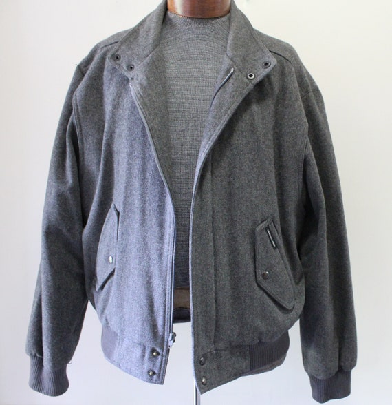Vintage Gray Wool Members Only Zippered Bomber Jacket Coat Vintage Gray Wool Members Only Zippered Bomber Jacket Coat