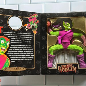 Vintage Toy Biz Green Goblin Actionfigur: Berömd omslagsserie 1997 Spider-Man-skurk bild 2