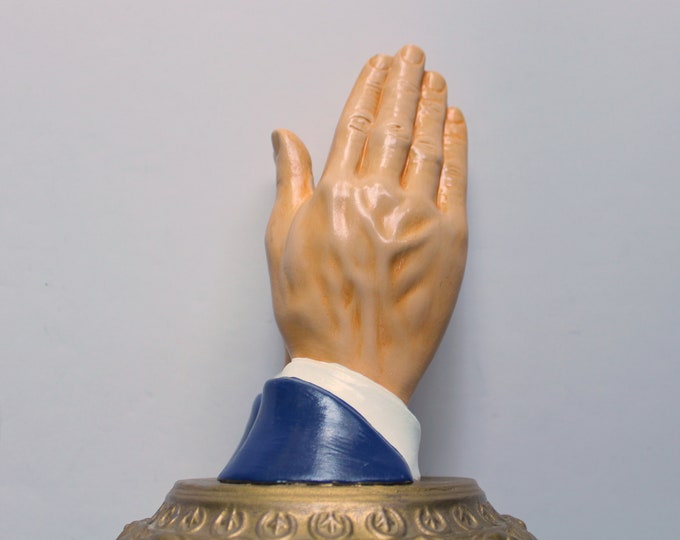 Vintage Ceramic Praying Hands Statue on Gold Base 1960s Etsy