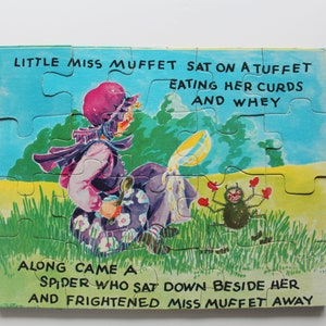 Vintage Gillette French Nursery Rhyme Set of 4 Jigsaw Puzzles 1950s